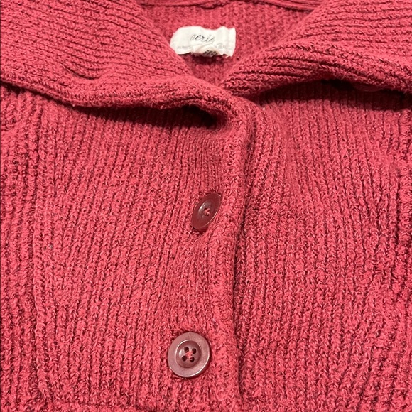 Aerie Maroon Red Funnel Neck Sweater with Button up - Picture 4 of 7